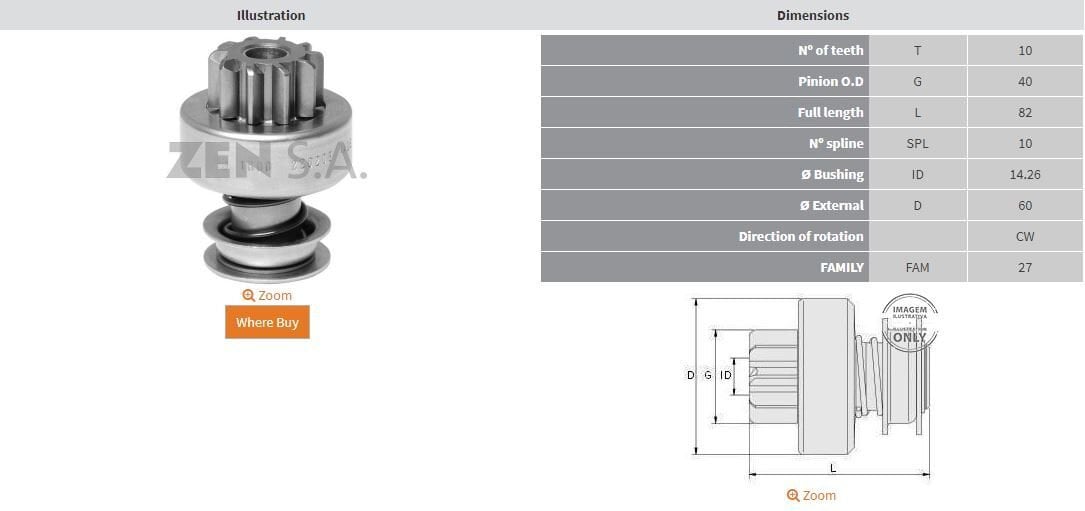 ZEN 1600 - MARŞ DİŞLİSİ 10 DİŞ