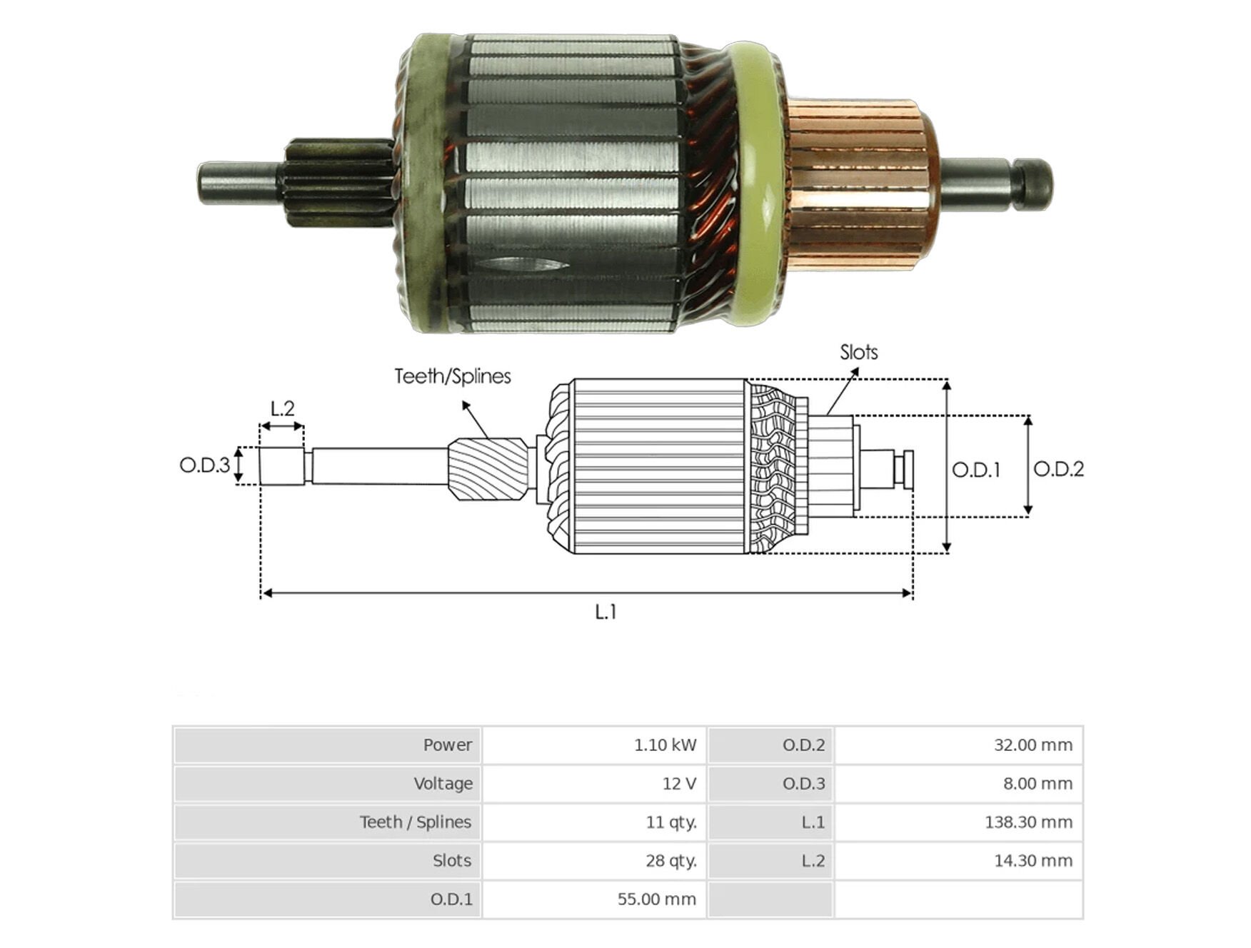 UMK 1006 - MARŞ KOLLEKTÖRÜ 12V 11 DİŞ