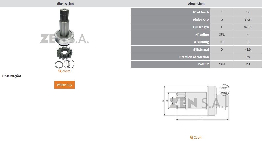 ZEN 1768 - MARŞ DİŞLİSİ 12 DİŞ