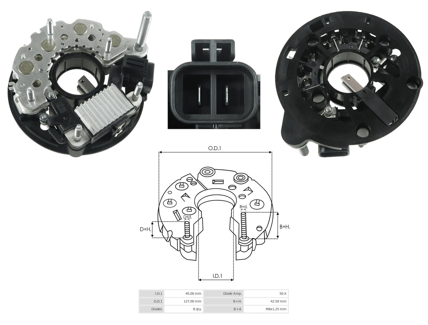 ALTERNATOR DIOT TABLASI 12V HYUNDAI ELENTRA - SANTA FE 2.0 CRDI (RECTIFIER+REGULATOR) (UWA-3690)