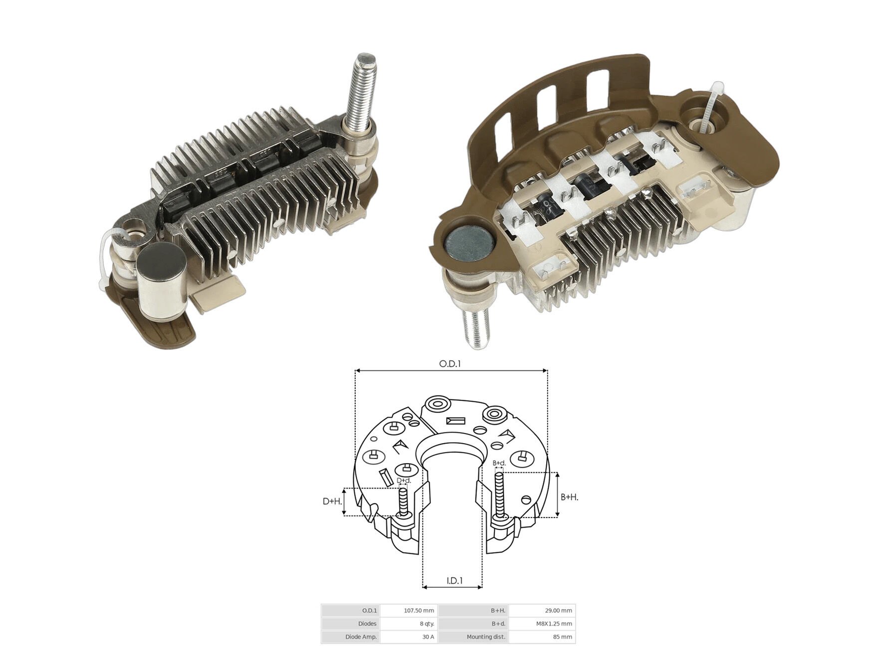 ALTERNATOR DIOT TABLASI MITSUBISHI L300 YENI MODEL 85MM (8 DIOT) M8