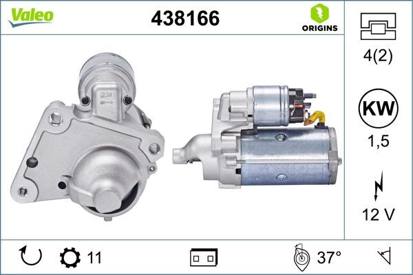 VALEO 438166 - MARŞ MOTORU 12V 1,5 KW 11 DİŞ