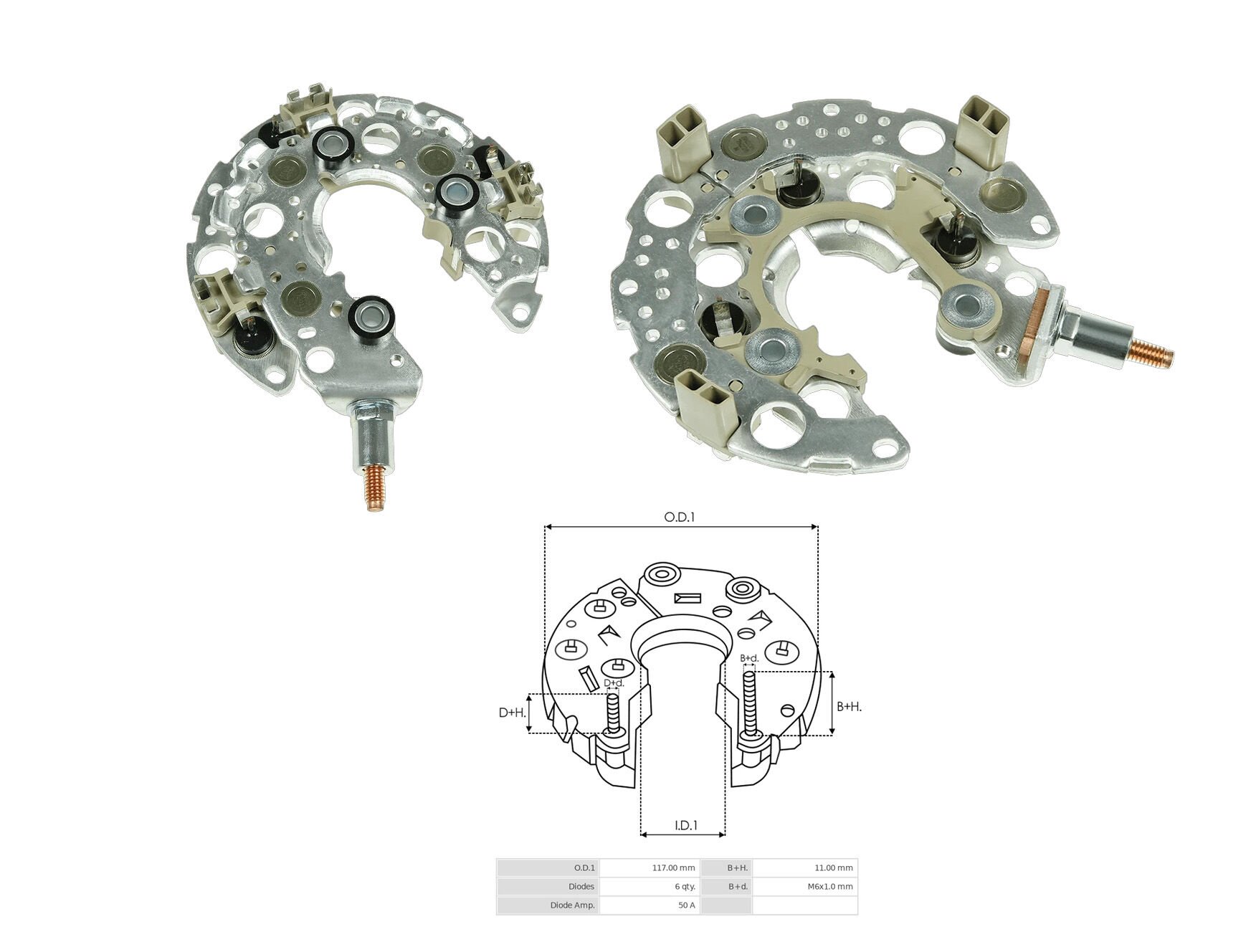 ALTERNATOR DIOT TABLASI TOYOTA LEXUS ES330 3.3L - RX330 3.3L - CAMRY 3.0L 117MM (6 DIOT) M6