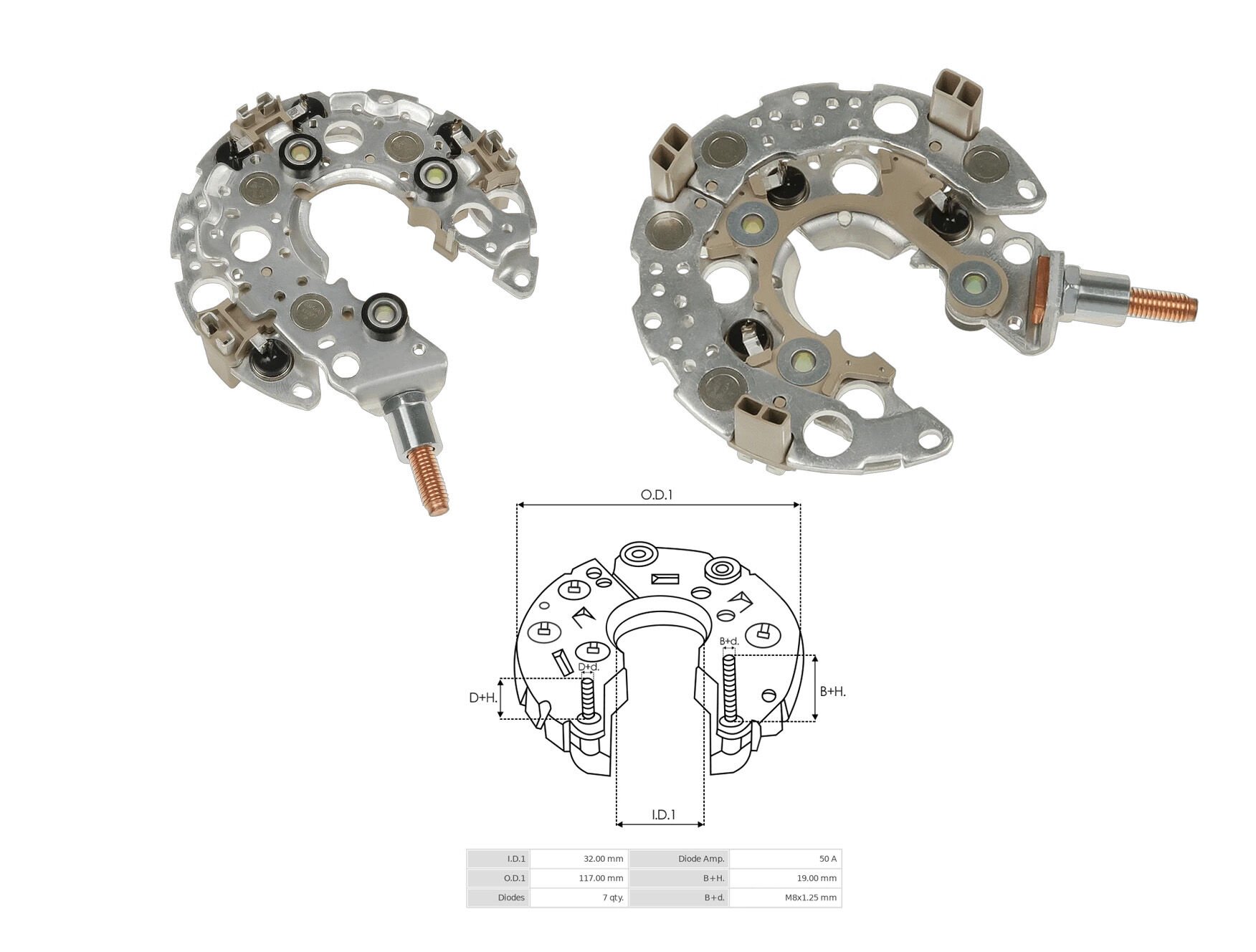 ALTERNATOR DIOT TABLASI DODGE DURANGO V8 5.7L 345CID - RAM 1500 5.7L 117MM (7 DIOT) M8