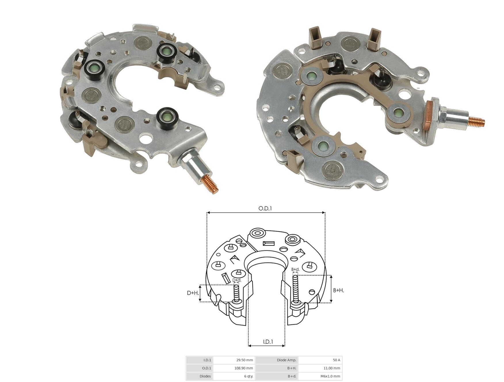 ALTERNATOR DIOT TABLASI TOYOTA INNOVA D4D - FORTUNER 2.7L - QUANTUM 2.7 113MM (6 DIOT) M6