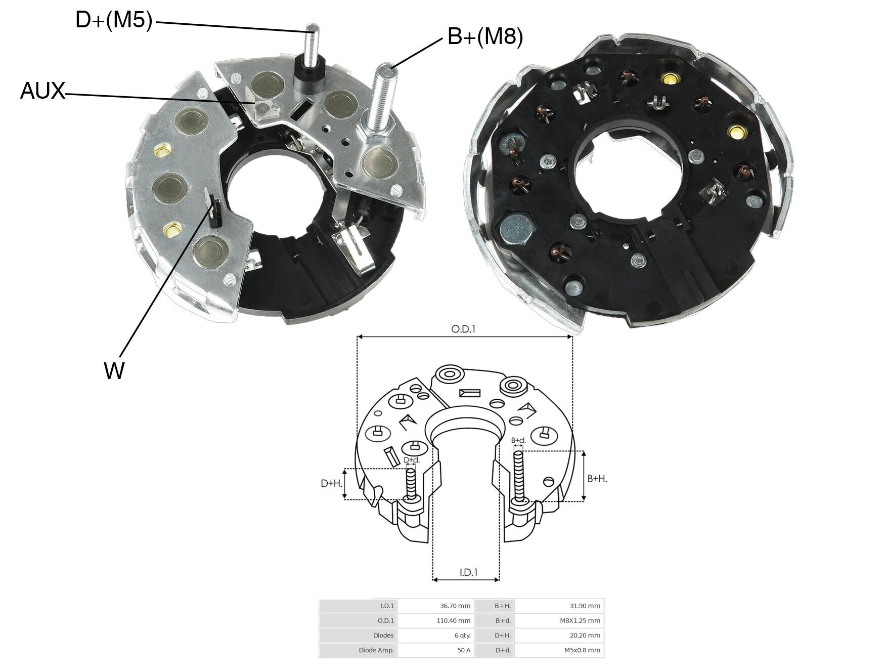 ALTERNATOR DIOT TABLASI DEV FATIH / MAN / VOLVO (2 FIS+2 CIVATA+DEVIR SAAT CIKISLI) 114MM