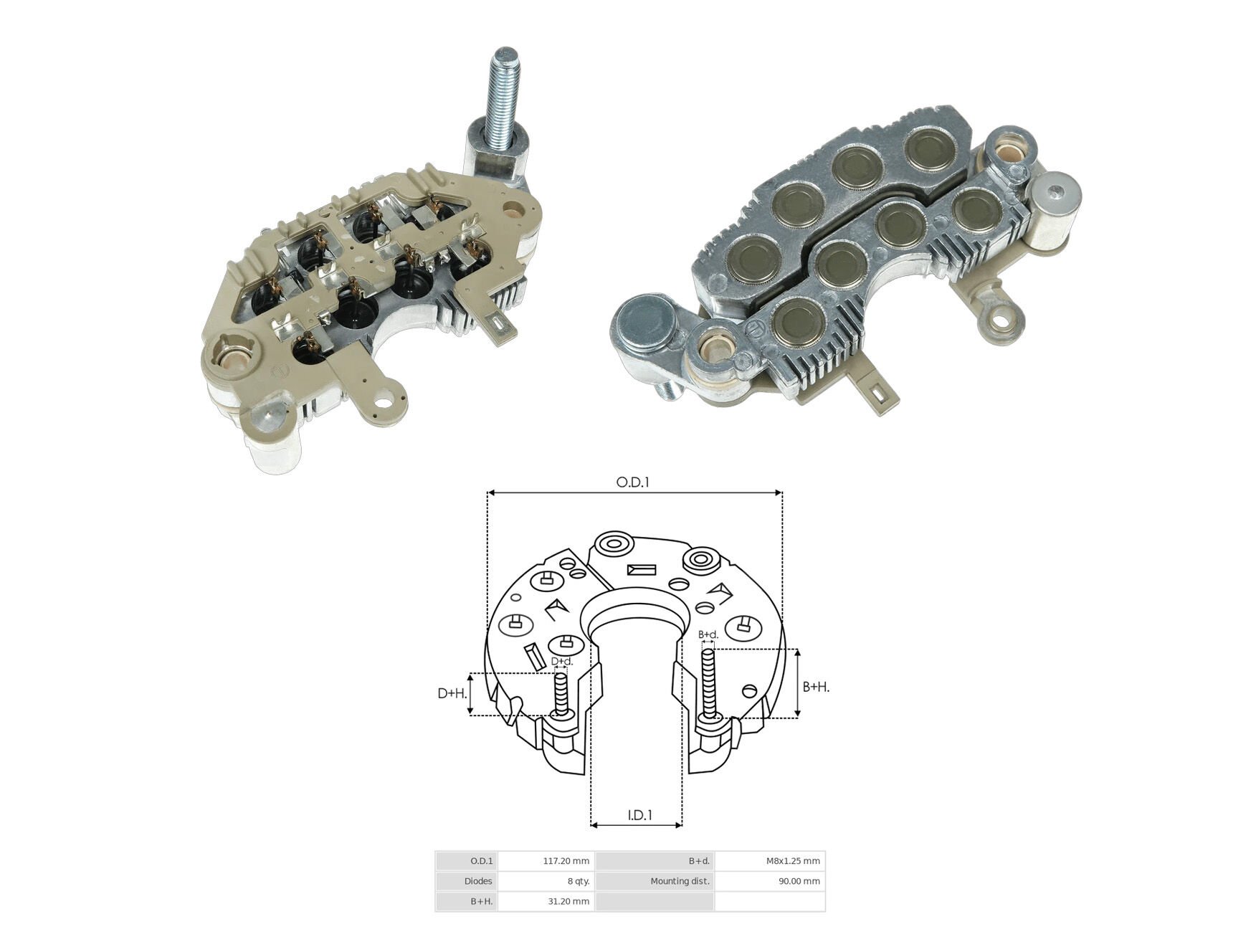 ALTERNATOR DIOT TABLASI HYUNDAI SONATA (SIRIUS) 100MM (8 DIOT)