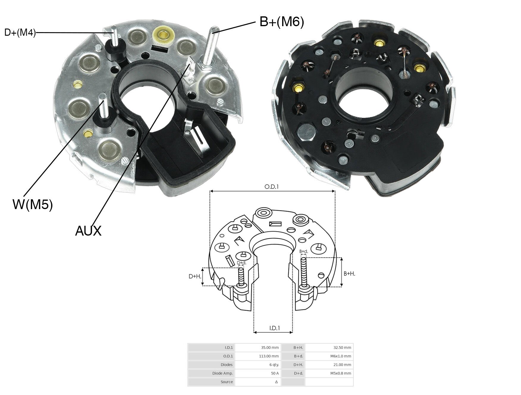 ALTERNATOR DIOT TABLASI MERCEDES / MAN / KHD / IVECO (3 CIVATA+1 FIS HAVUZLU) 114MM
