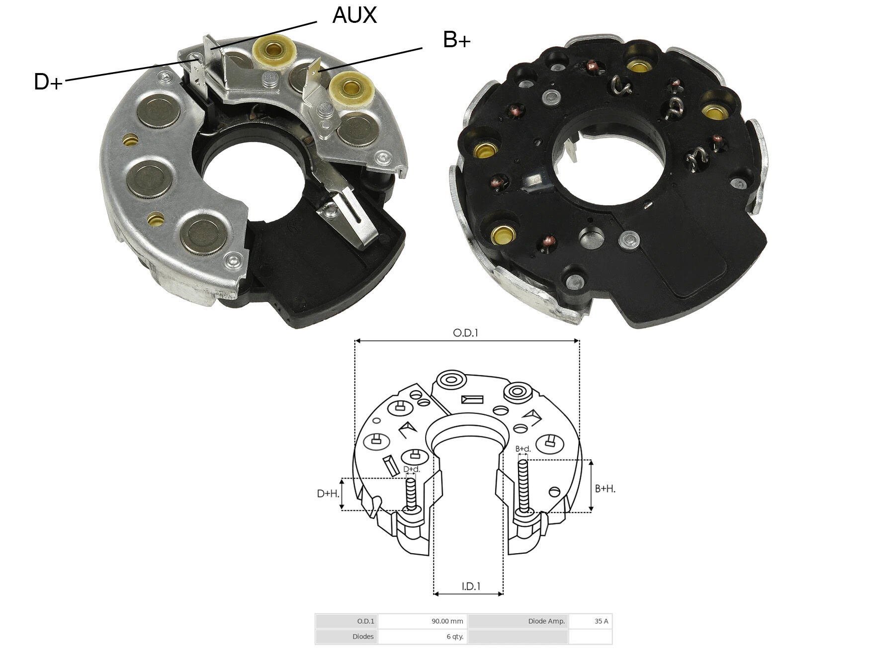 ALTERNATOR DIOT TABLASI FIAT / SAME TRAKTOR / STEYR / JOHNDEERE FISLI 90MM
