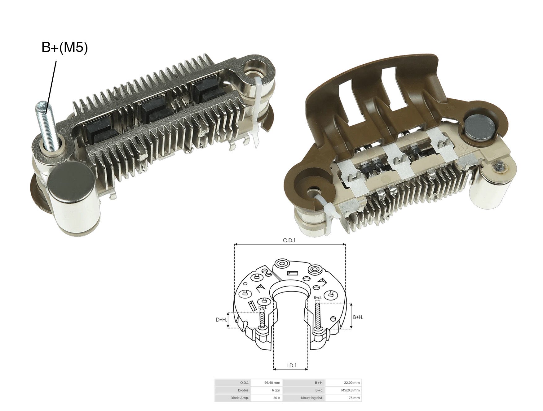 ALTERNATOR DIOT TABLASI MITSIBUSHI PAJERO / COLT / GALANT / MAZDA 929 75MM
