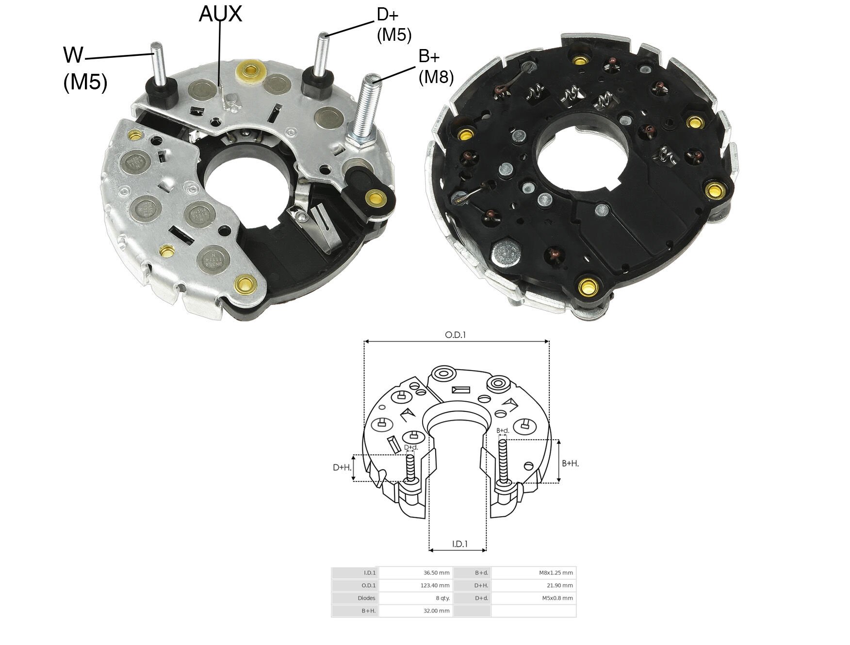 ALTERNATOR DIOT TABLASI IVECO OTOBUS / MERCEDES KAMYON (3 CIVATALI) 120MM