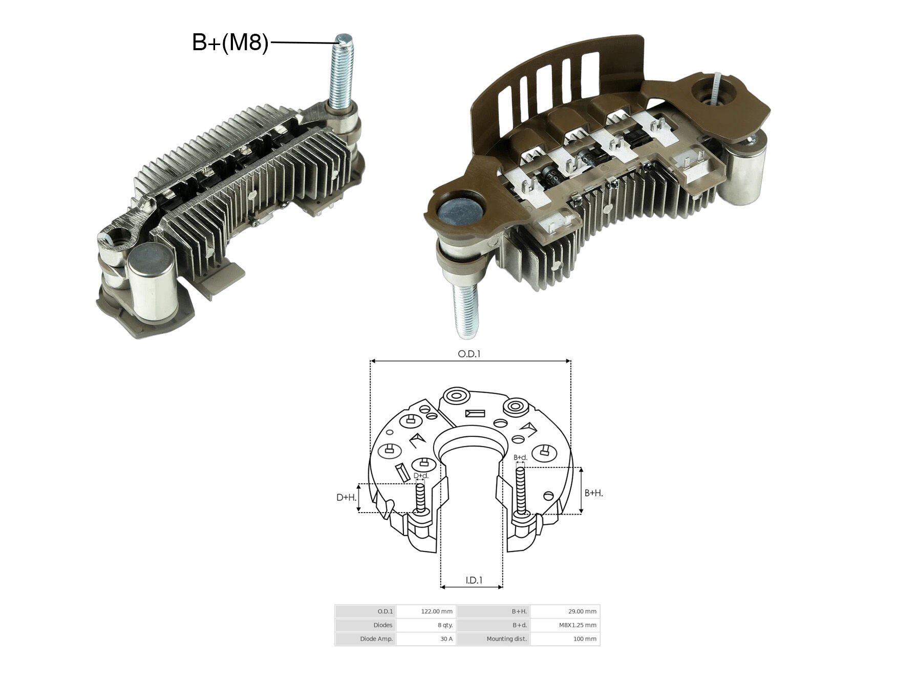 ALTERNATOR DIOT TABLASI MAZDA / MITSUBISHI SAFIR 100MM