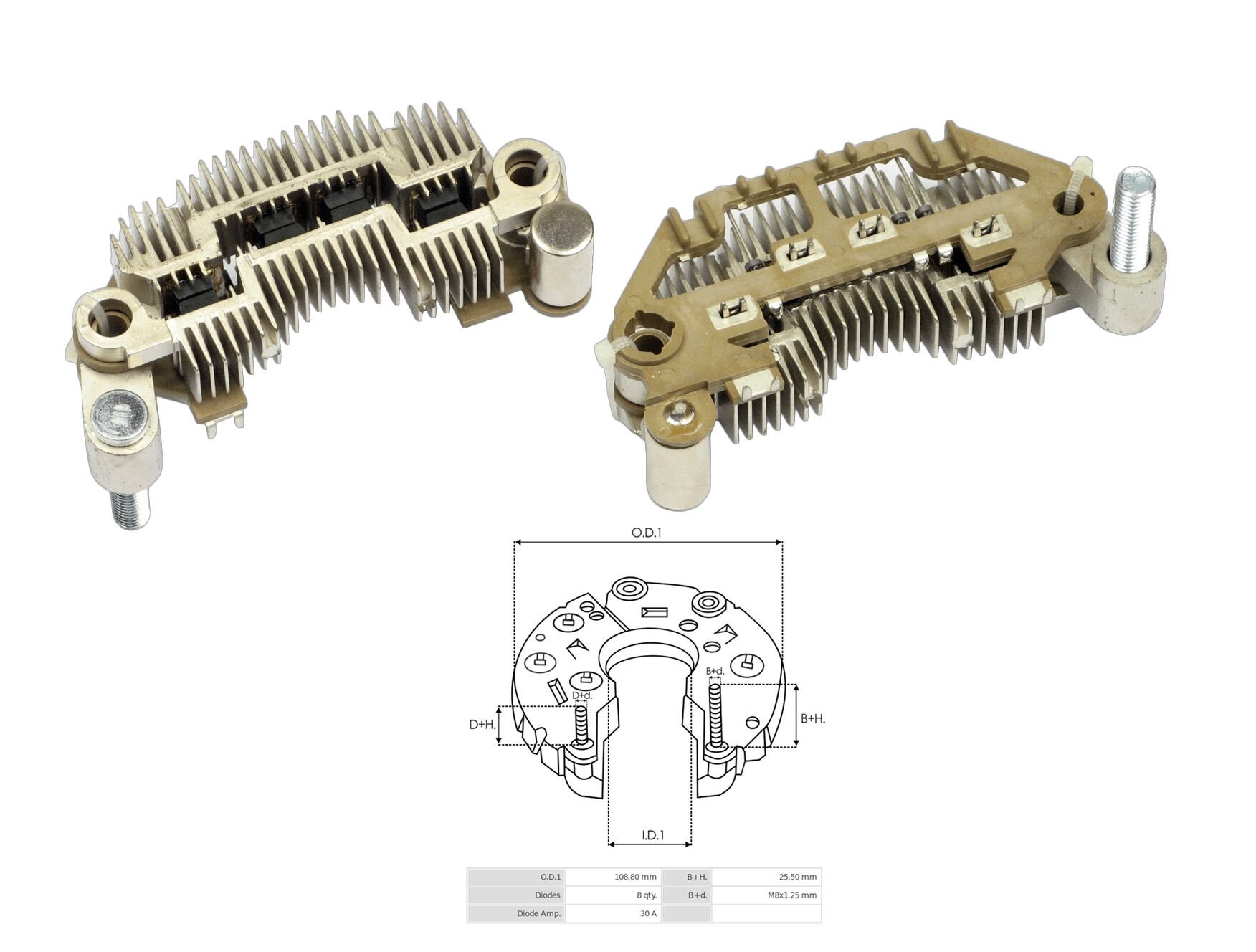 ALTERNATOR DIOT TABLASI HYUNDAI ACCENT 02-03 MODEL - ELENTRA / PEUGEOT 307 / CITROEN 90MM (8 DIOT)