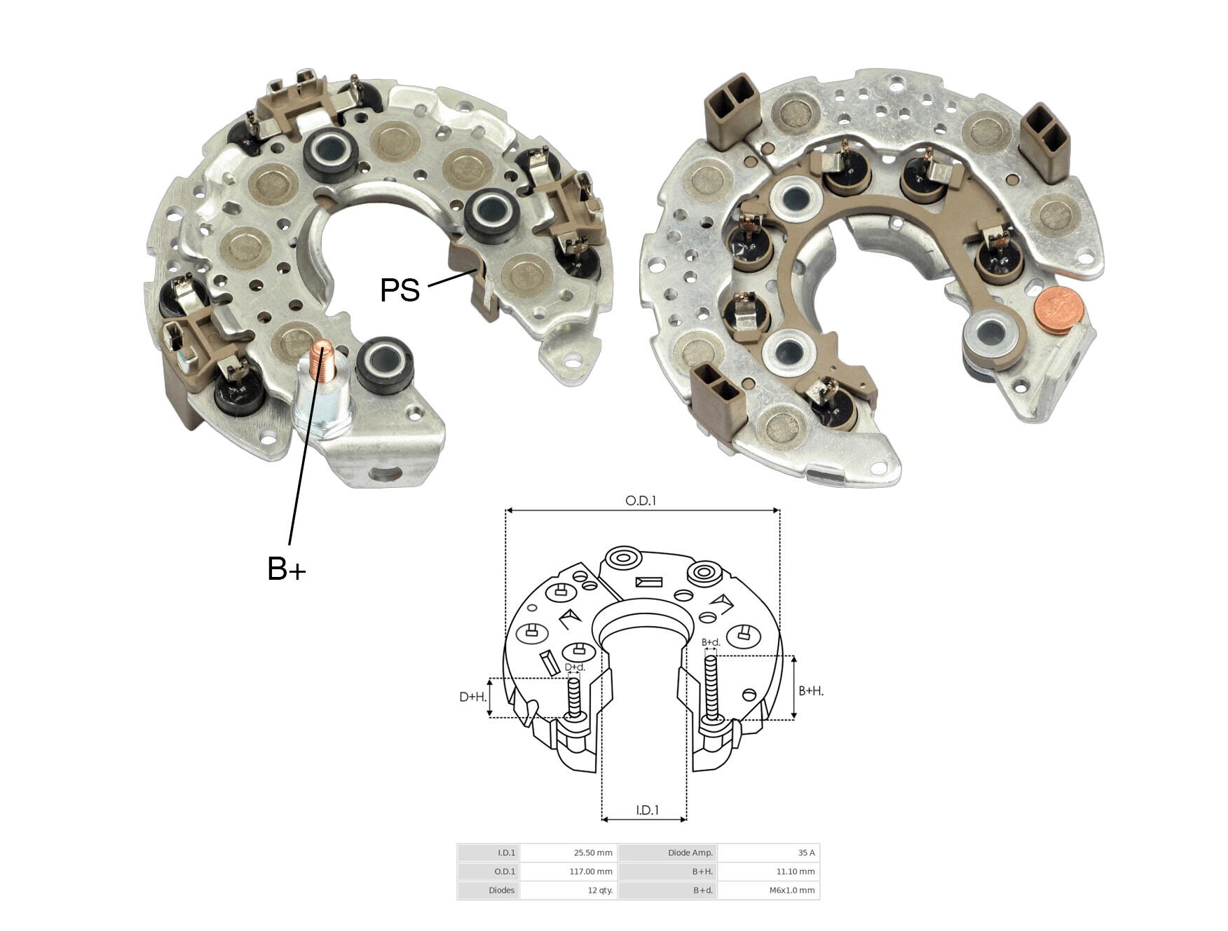 ALTERNATOR DIOT TABLASI GM BUICK / CADILLIC / PONTIAC 117MM