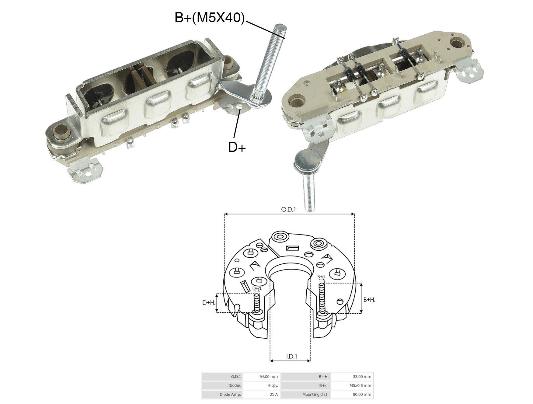 ALTERNATOR DIOT TABLASI MITSUBISHI L300 - CANTER E.M. 80MM