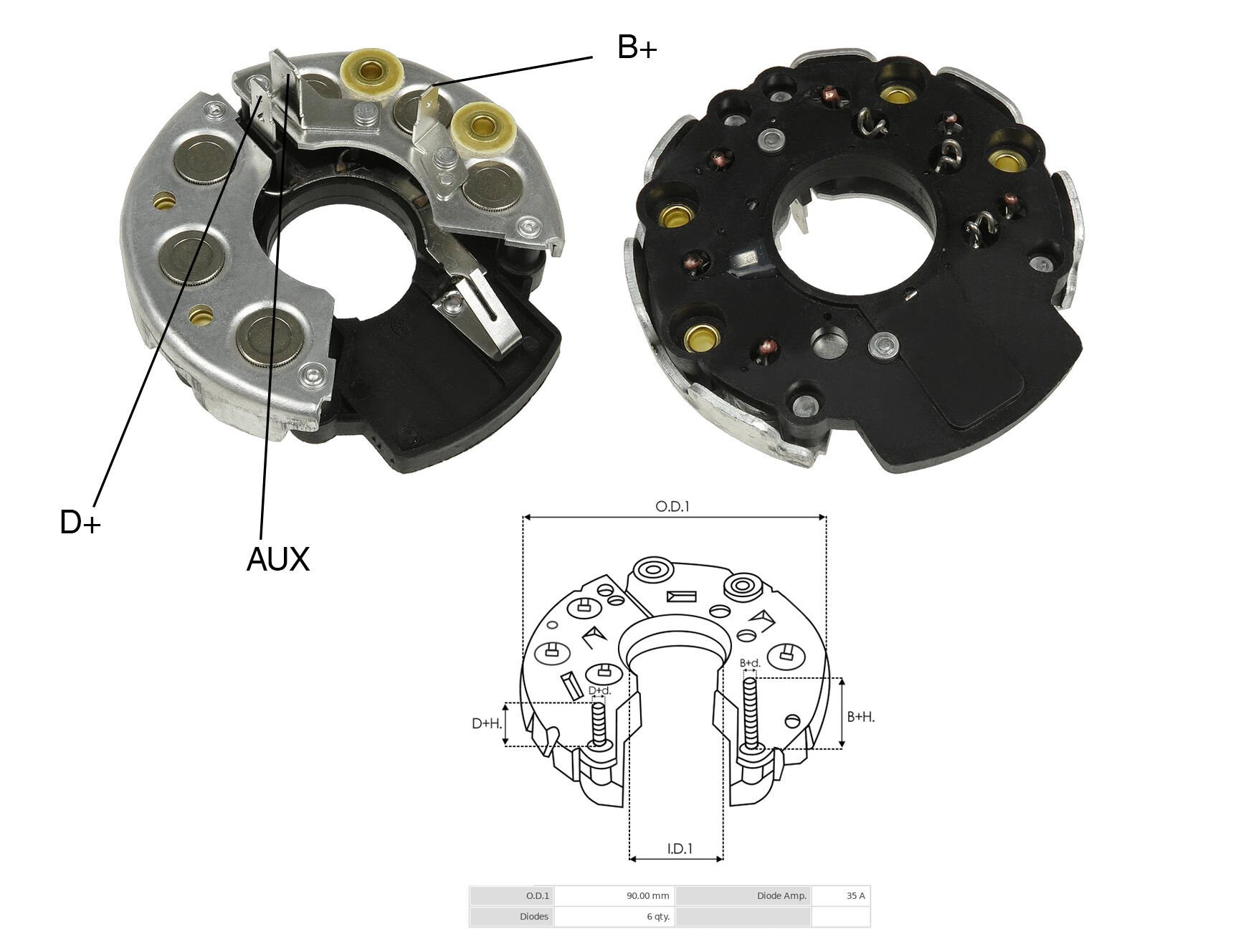 ALTERNATOR DIOT TABLASI FIAT / BMW / PEUGEOT / HANOMAG / JOHNDEERE FISLI 90MM