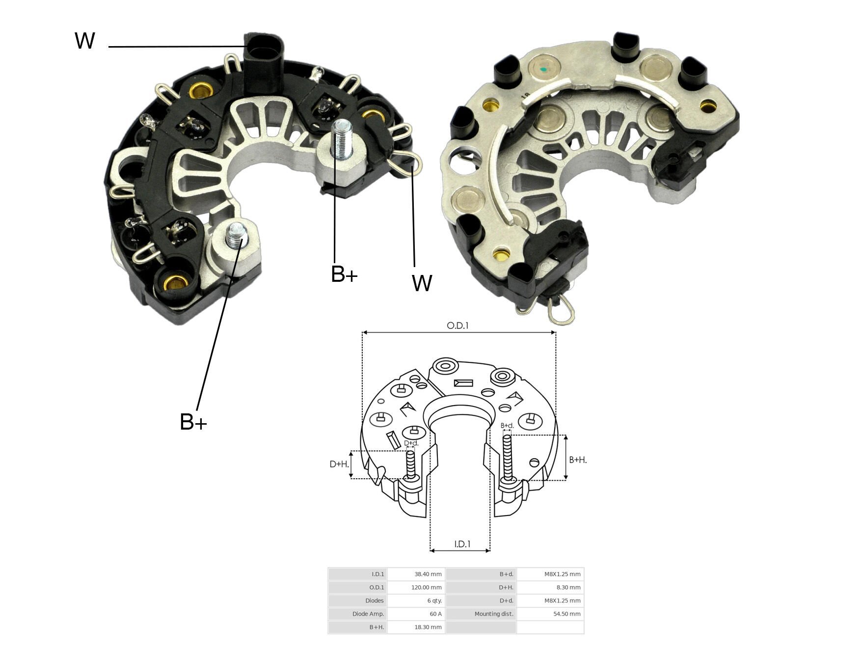 ALTERNATOR DIOT TABLASI VOLKSWAGEN TRANSPORTER Y.M. (DEVIR SAAT CIKISLI) BOSCH: FOOM133207 120MM