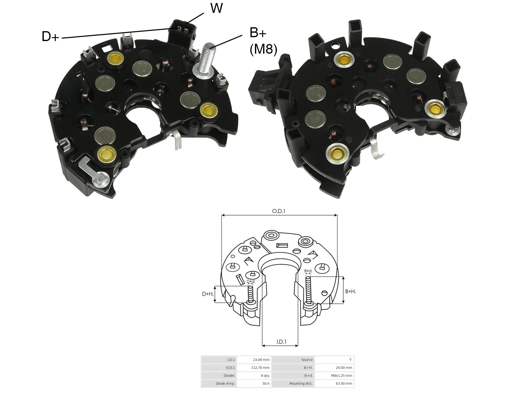 ALTERNATOR DIOT TABLASI VOLKSWAGEN PASSAT / GOLF / CADDY / TRANSPORTER 112MM