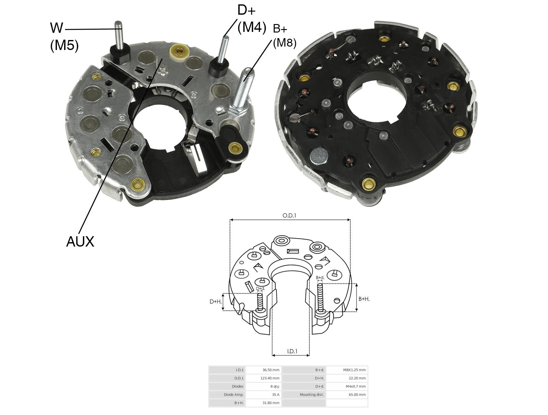 ALTERNATOR DIOT TABLASI FORD 3227-3226 99-----> KAMYON / IVECO 190.30 KAMYON 120MM