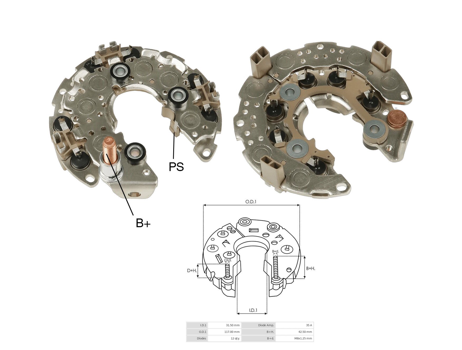 ALTERNATOR DIOT TABLASI HONDA ACURA Y.M. 117MM