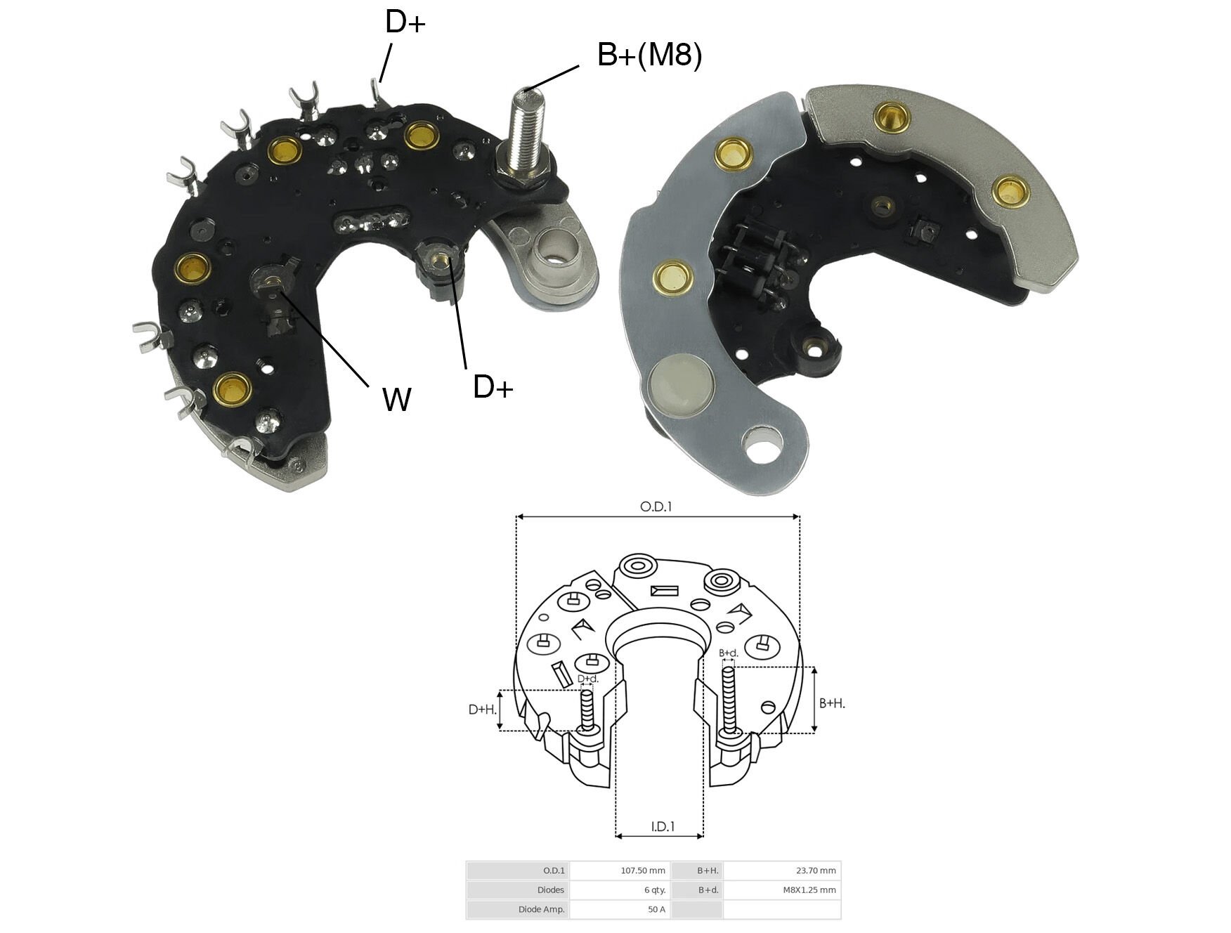 ALTERNATOR DIOT TABLASI PEUGEOT 106 / 306 / 405 107MM