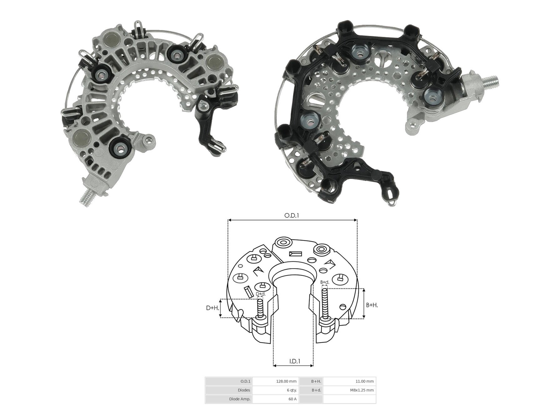 ALTERNATOR DIOT TABLASI BMW Y.M. SERVICING: BOSCH 0125711011 / 0125711078 128MM