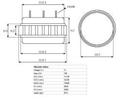 ALTERNATOR STATOR 12V 150 AMP PEUGEOT PARTNER / CITROEN BERLINGO DIZEL Y.M. (UWA-3602)
