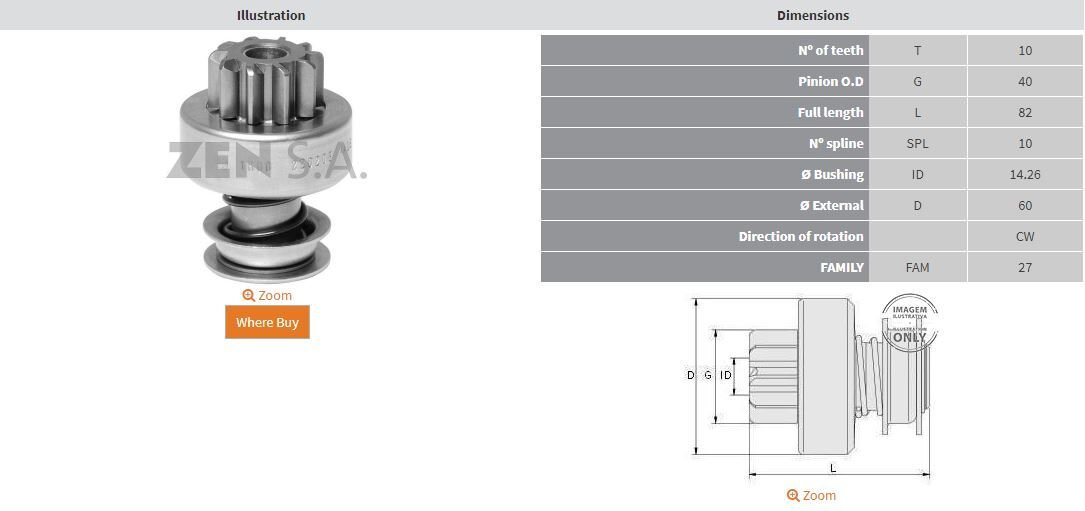 ZEN 1600 - MARŞ DİŞLİSİ 10 DİŞ
