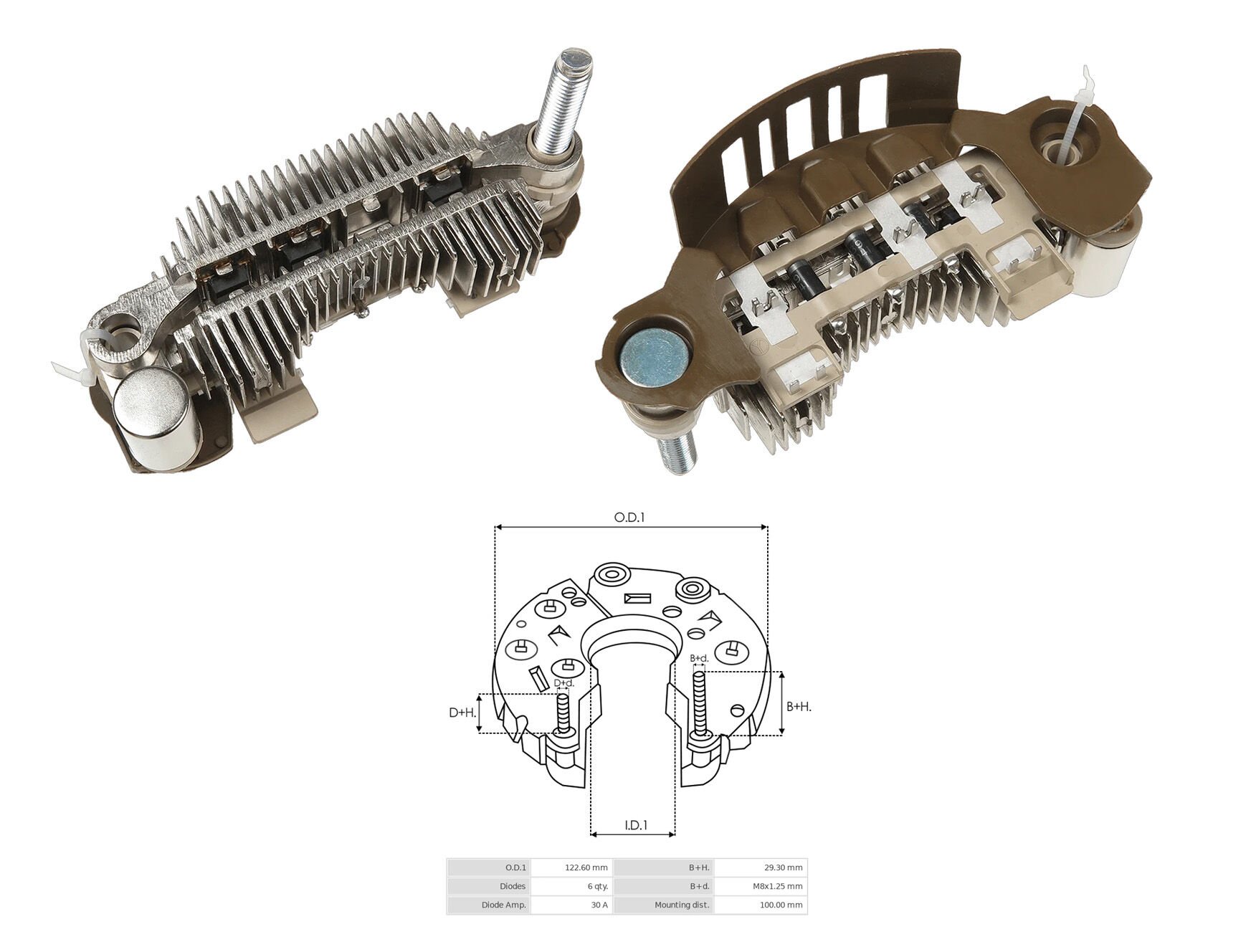 ALTERNATOR DIOT TABLASI 4D33 / 4D31 / 4D32 ALTERNATOR MITSUBISHI 100MM (6 DIOT) M8