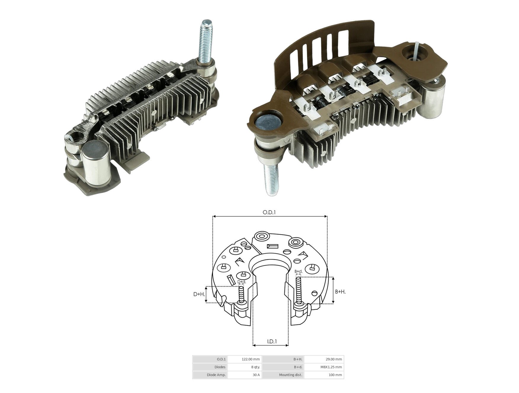 ALTERNATOR DIOT TABLASI 110 AMP HYUNDAI STAREX YENI MODEL 100MM (8 DIOT) M5