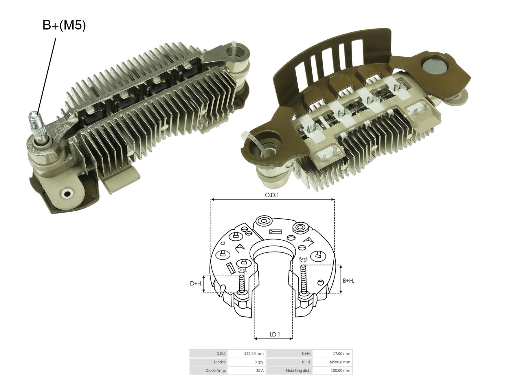 ALTERNATOR DIOT TABLASI PEUGEOT PARTNER / CITROEN BERLINGO 100MM