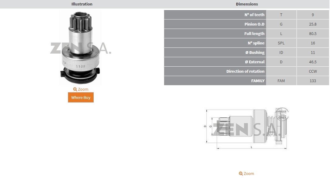 ZEN 1108 - MARŞ DİŞLİSİ 9 DİŞ