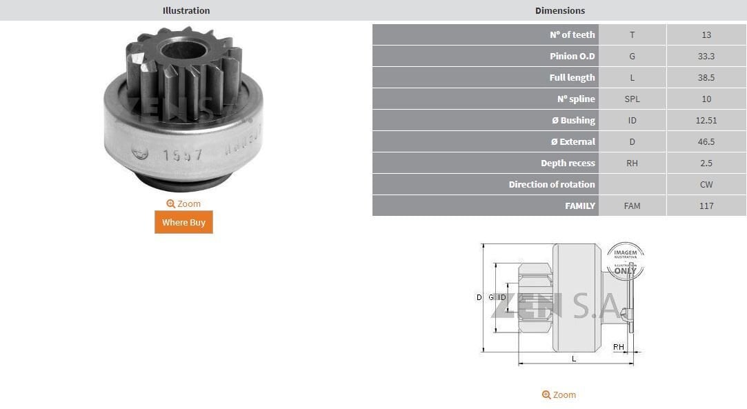 ZEN 1557 - MARŞ DİŞLİSİ 13 DİŞ