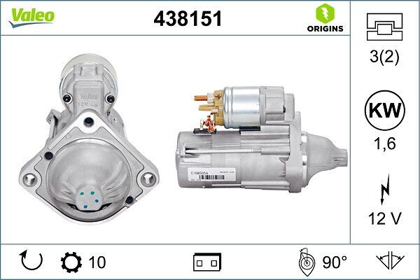 VALEO 438151 - MARŞ MOTORU 12V 1,6 KW 10 DİŞ