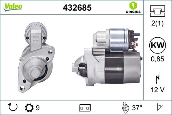 VALEO 432685 - MARŞ MOTORU 12V 0,85 KW 9 DİŞ