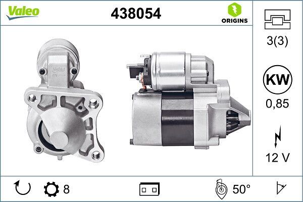 VALEO 438054 -  MARŞ MOTORU 12V 1,0 KW 8 DİŞ