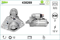 VALEO 438269 - MARŞ MOTORU 12V 2,0 KW 12 DİŞ