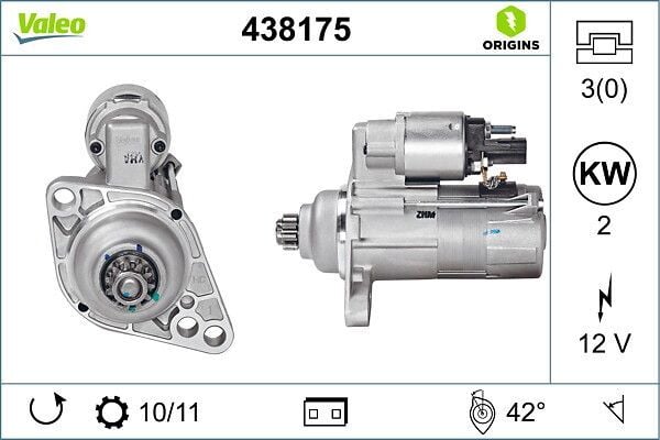 VALEO 438175 - MARŞ MOTORU 12V 2,0 KW 11 DİŞ