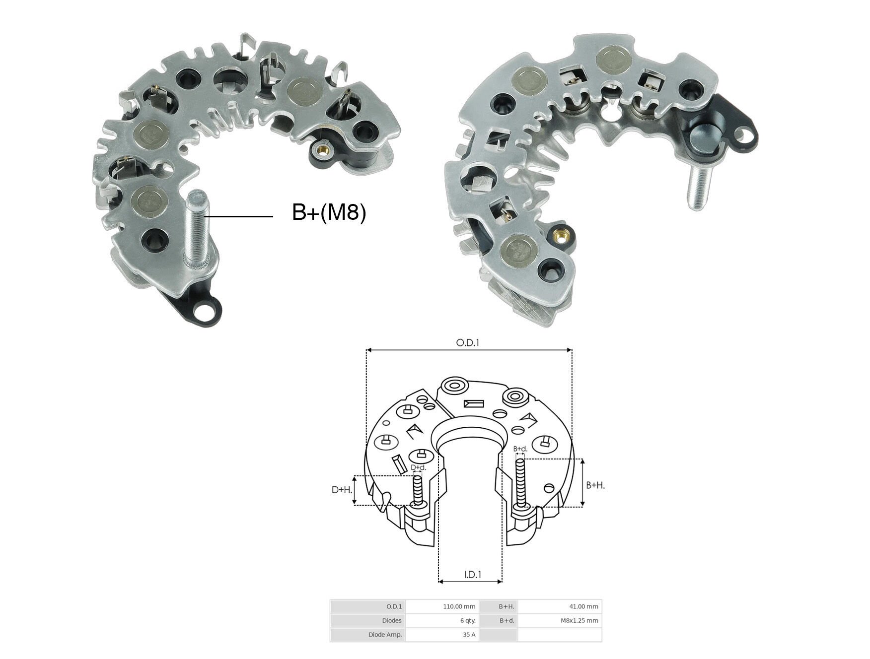 ALTERNATOR DIOT TABLASI 111MM FIAT PALIO / PUNTO / LANCIA / TEMPRA