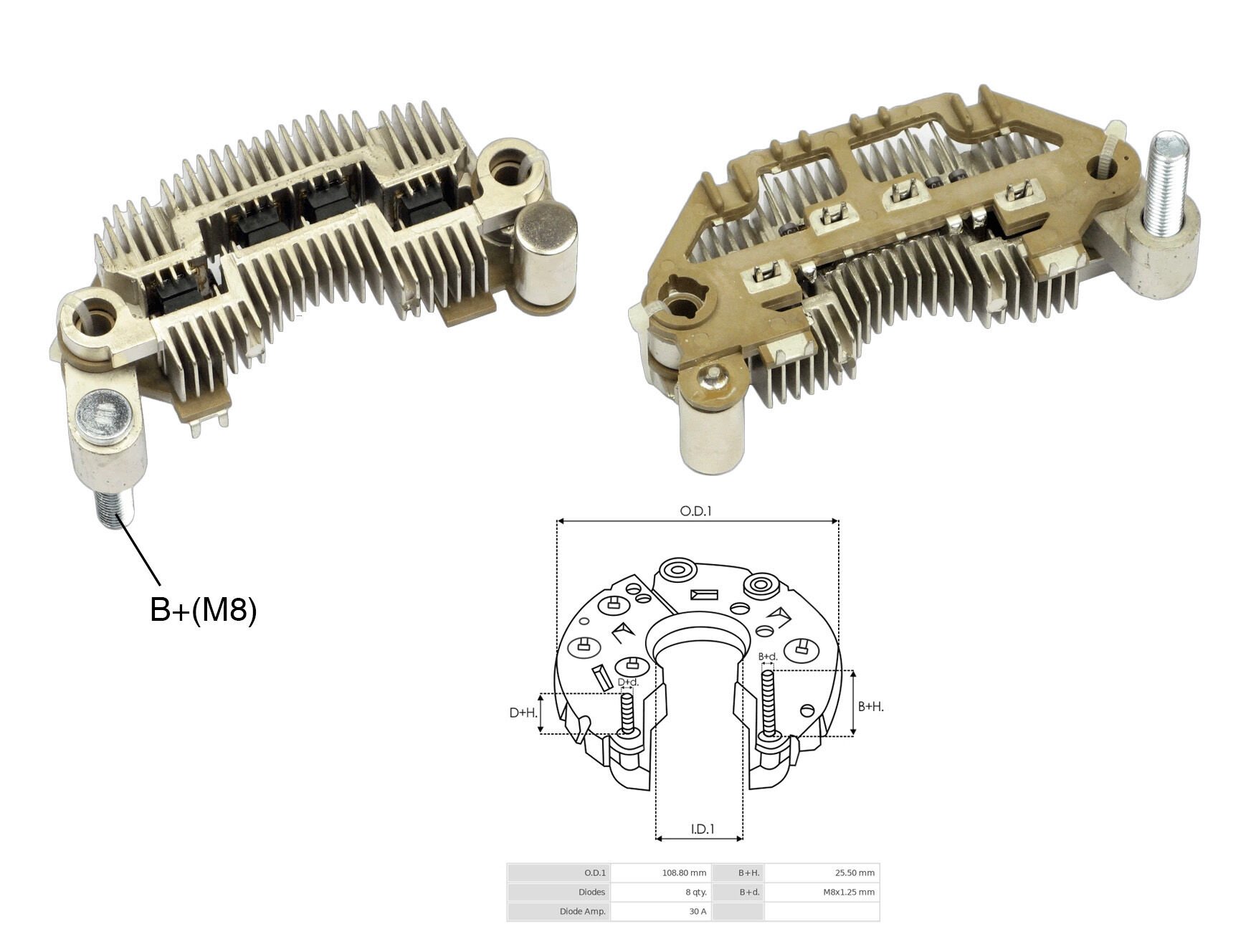 ALTERNATOR DIOT TABLASI 90MM HYUNDAI ACCENT 01-03 MODEL / ELENTRA 1.5-1.6 2.0 8 DIOT