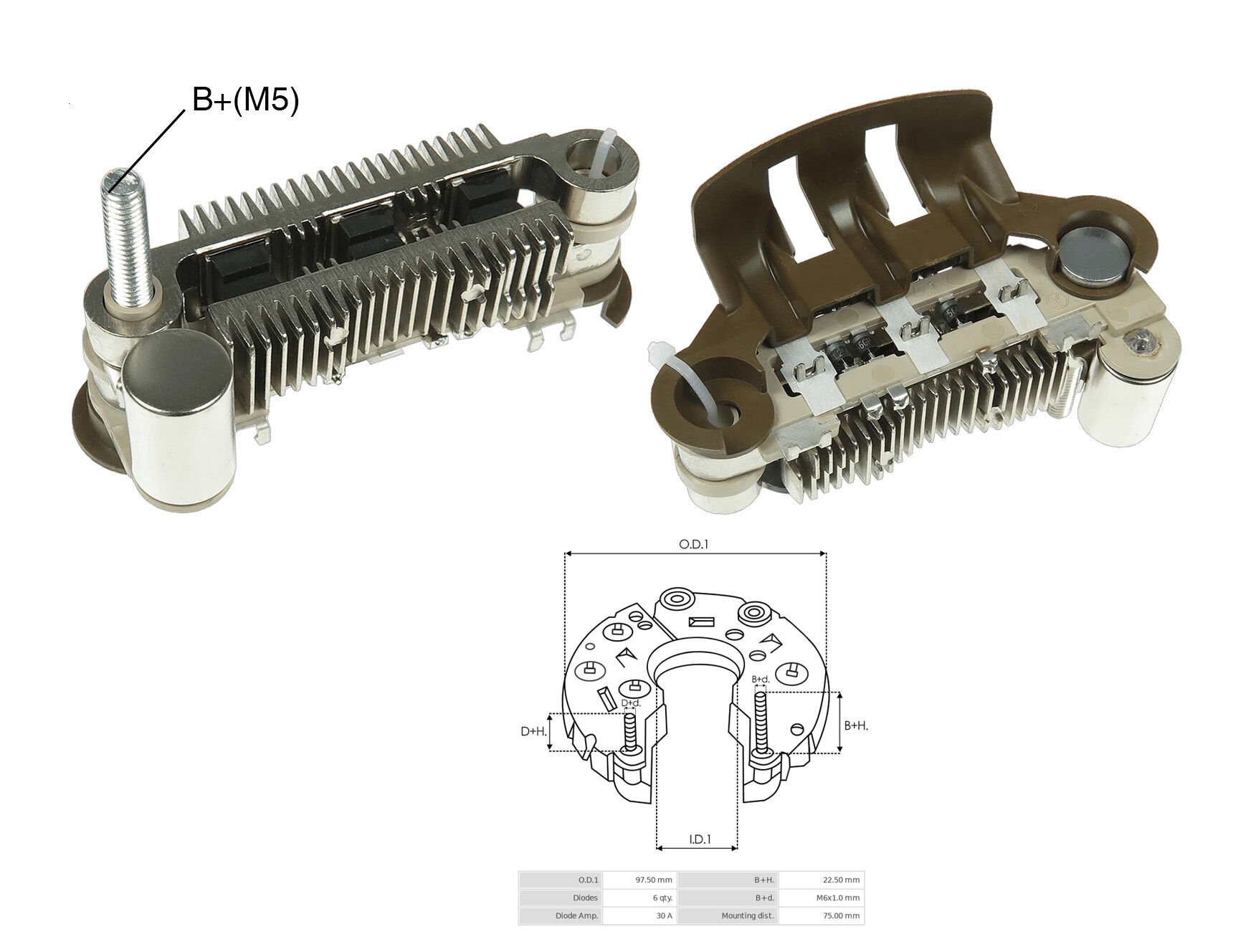 ALTERNATOR DIOT TABLASI 75MM HYUNDAI / MITSUBISHI COLT 1.2-1.3-1.5 / LANCAR 1.2-1.5