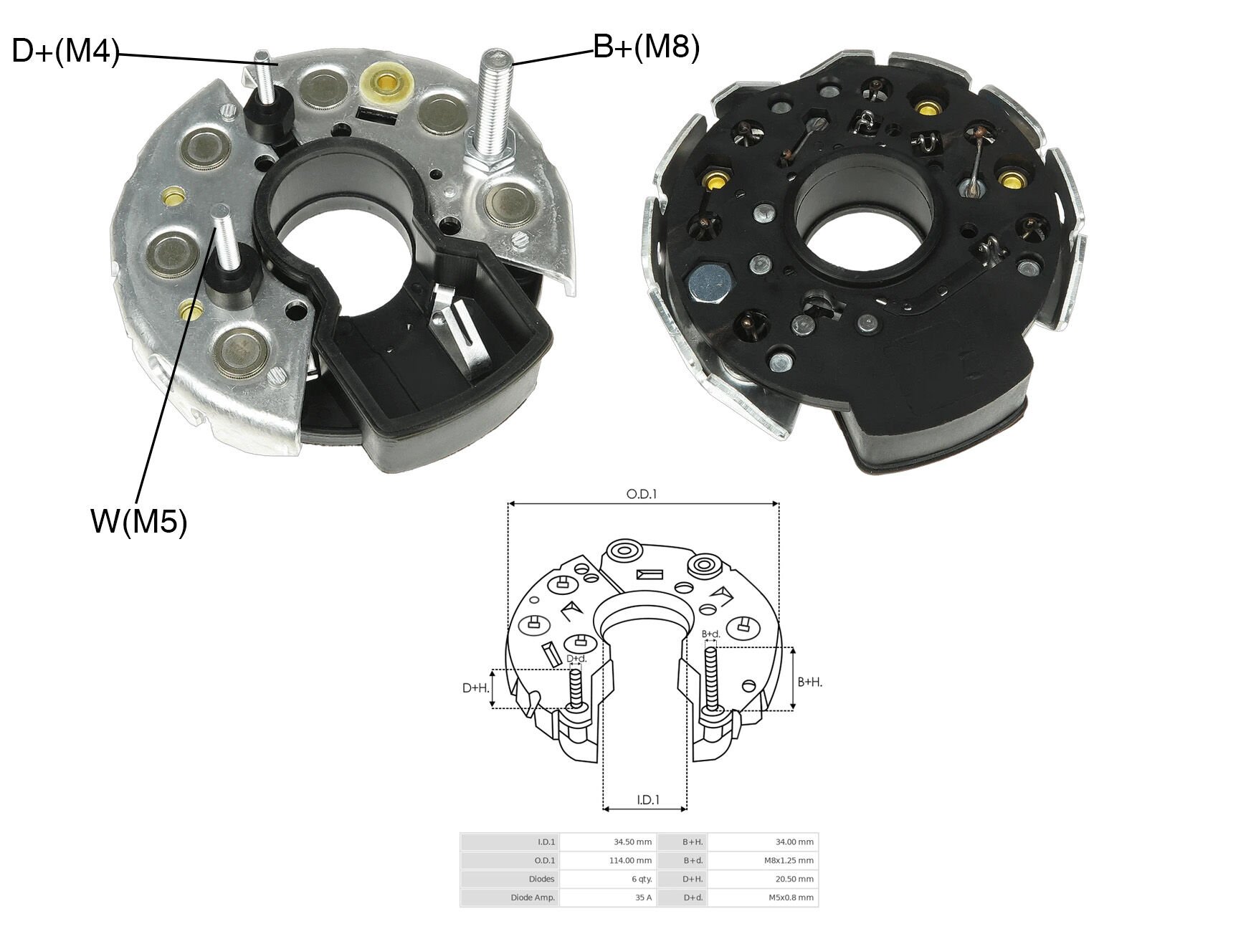 ALTERNATOR DIOT TABLASI 114MM MERCEDES 2521 KAMYON KALIN CIVATA