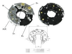 ALTERNATOR DIOT TABLASI AUDI / VOLKSWAGEN / DIZEL (4 FIS+DEVIR SAAT CIKISLI) 114MM