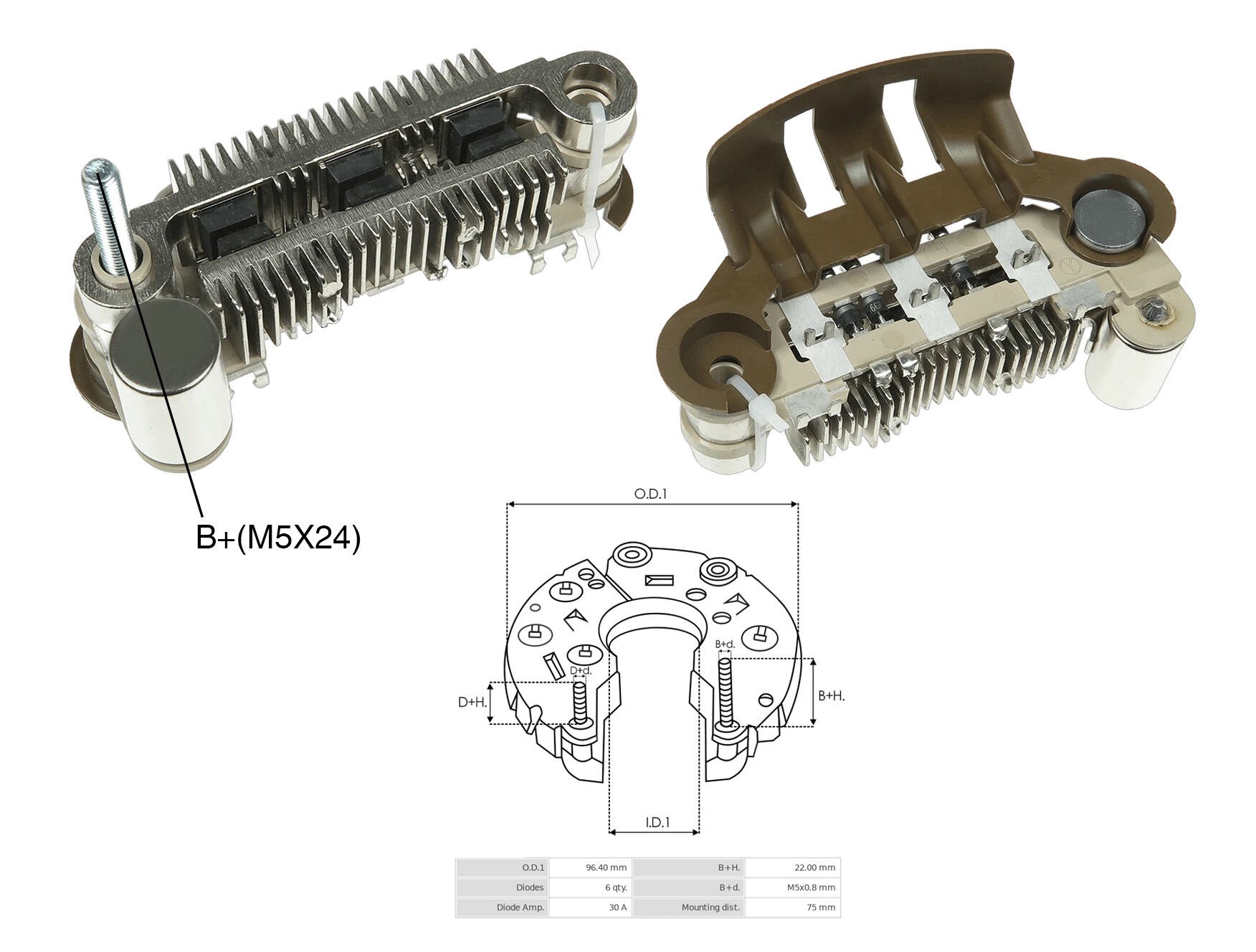 ALTERNATOR DIOT TABLASI MITSUBISHI L300 / PAJERO / LANCER / MAZDA 75MM