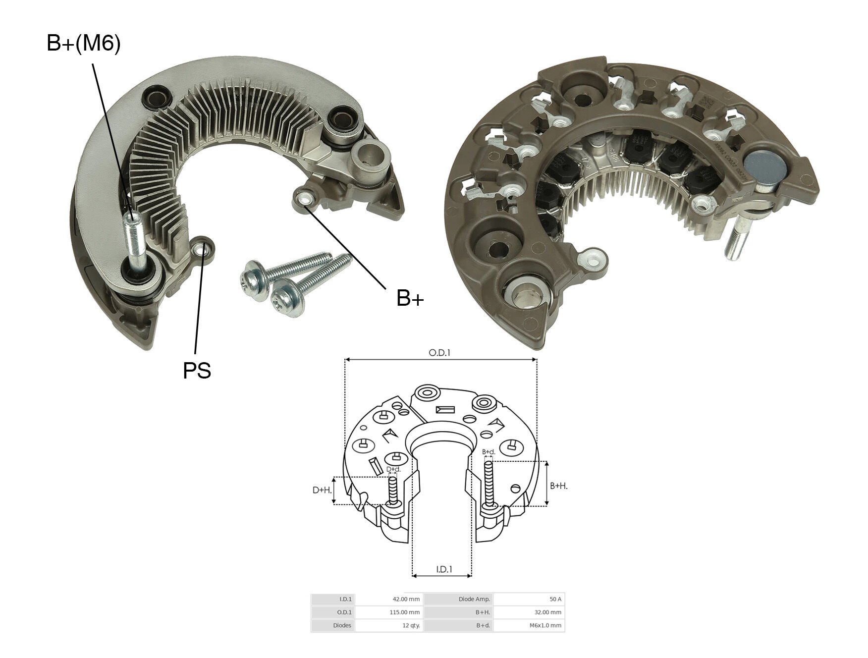 ALTERNATOR DIOT TABLASI 115MM HONDA CIVIC VIII 1.3 / 1.4 06- / JAZZ 1.2 / 1.4 08-