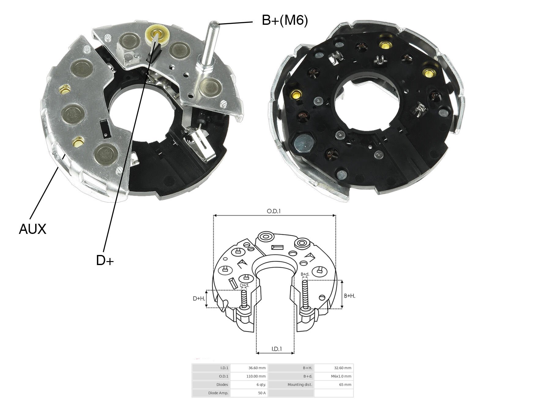 ALTERNATOR DIOT TABLASI MERCEDES / AUDI / BMW / OPEL 2 FIS+CIVATA (DEVIR SAATI CIKISSIZ) E.M. 114MM