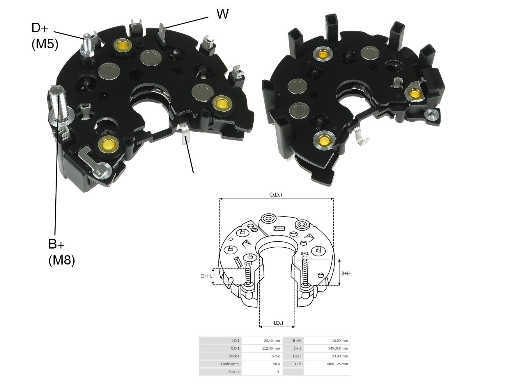 ALTERNATOR DIOT TABLASI MERCEDES / BMW 112MM