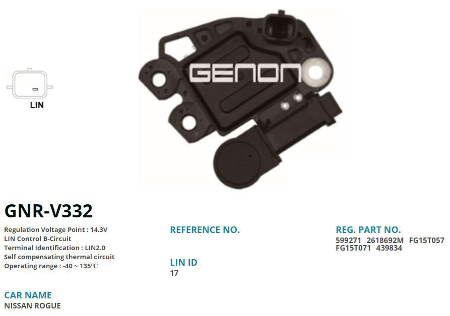GNR V332 - ALTERNATÖR KONJEKTÖR 12V
