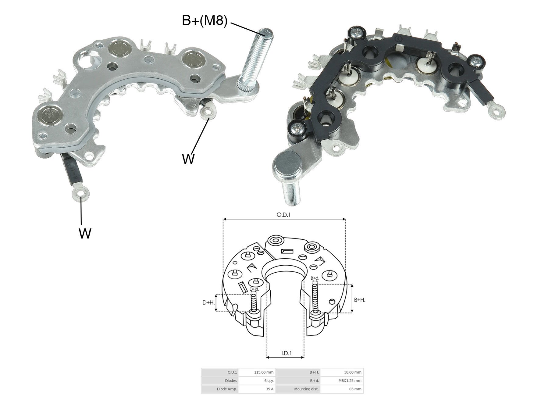 ALTERNATOR DIOT TABLASI OPEL COMBO / CORSA / VECTRA 115MM