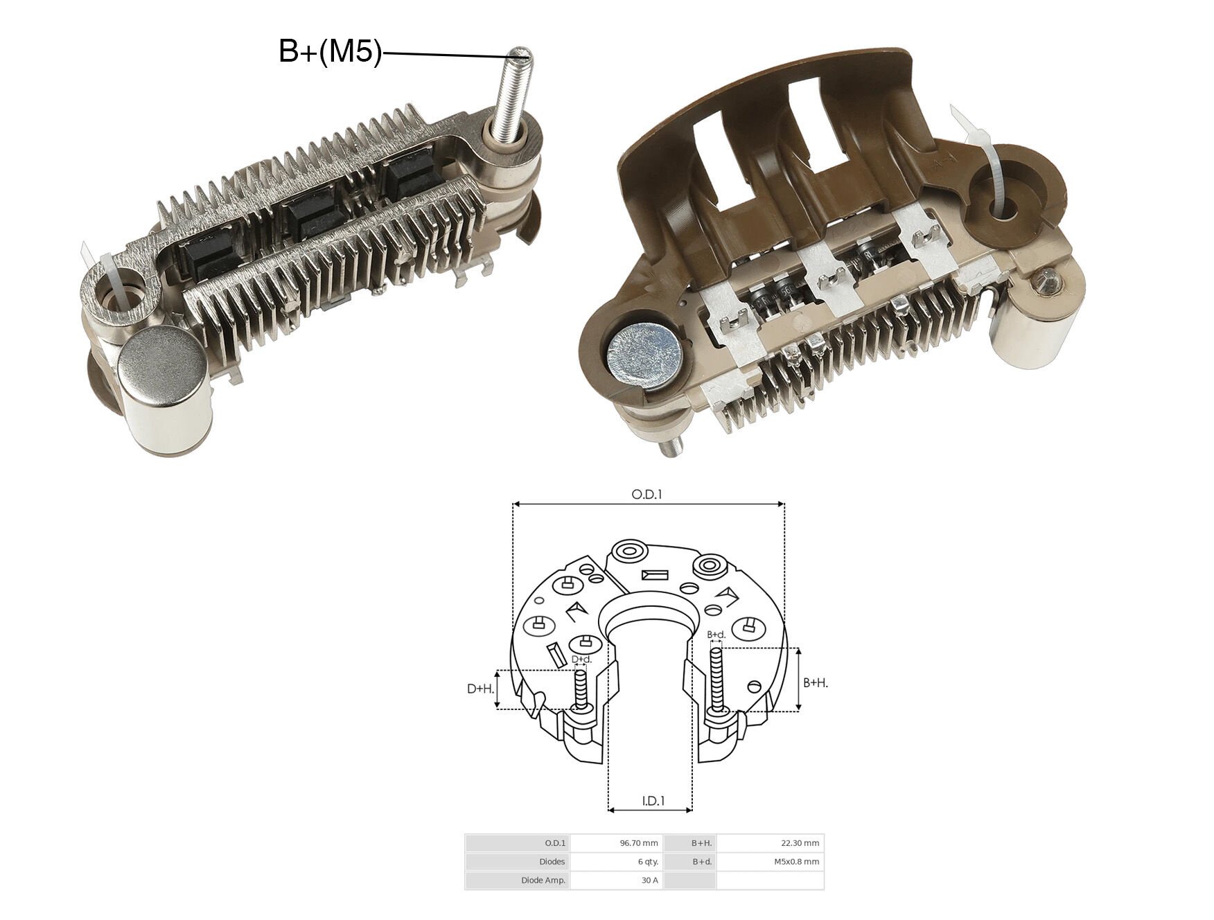 ALTERNATOR DIOT TABLASI MITSUBISHI L300 - COLT - LANCER / HYUNDAI H100 75MM
